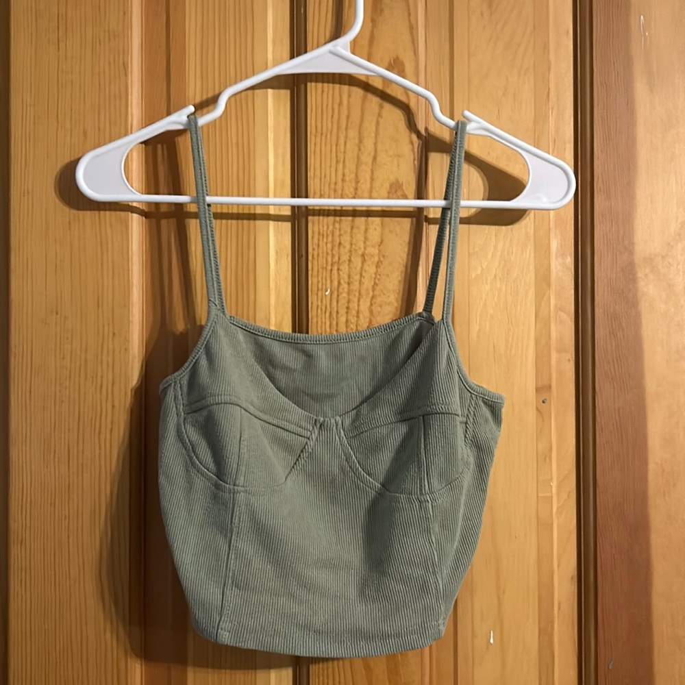 Blushmark Ribbed Green Crop Top Size M